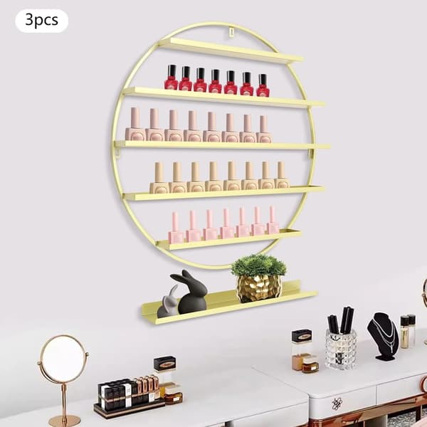 Nagellackställ, 5-lagersdesign, väggmonterat,Guld