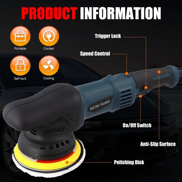 Polermaskin, 980W Motor, 6 Hastighetskontroll,24 st