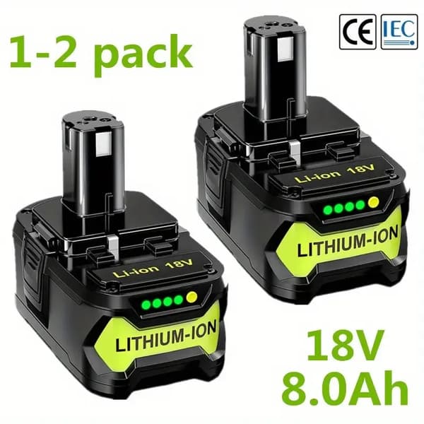 Litiumjonbatteri, 8000mAh Kapacitet, 18V Kompatibilitet, 2PCS 8.0