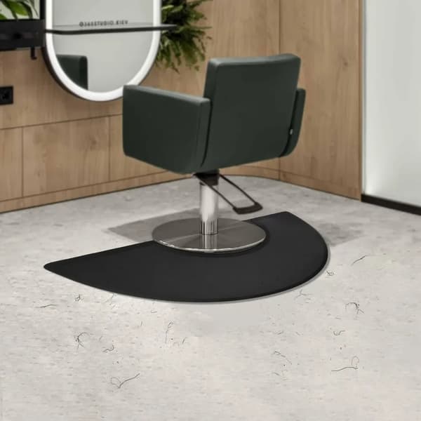 Halvcirkelformet Gulvmåtte, Ergonomisk Design, Skridsikker Overflade,sort