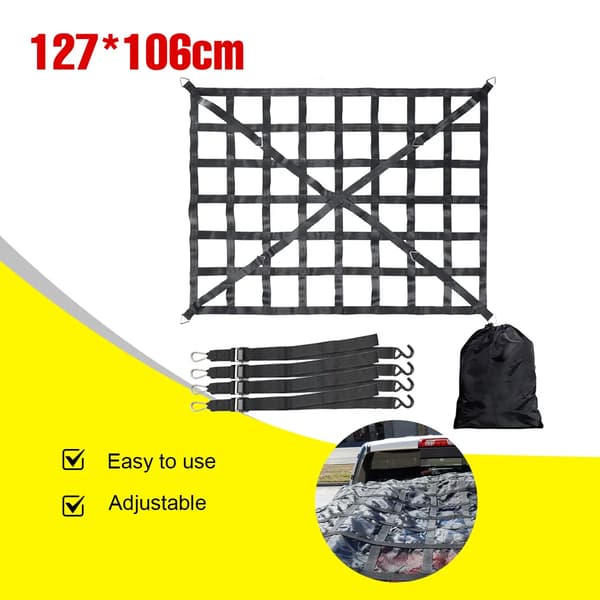 Cargo Net, Holdbart Webbing Materiale, Dimensioner: 127 cm x 106 cm, Kompatibilitet: Egnet til Pickup Køretøjer