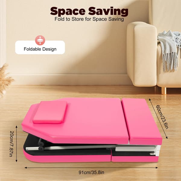 Massagebord, Justerbart Ryggstöd, Stabil Konstruktion,Rosa