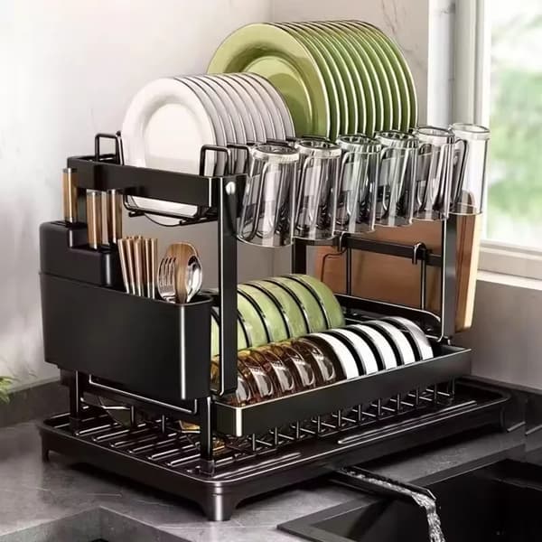 Diskställ, Rostfritt Stål, Justerbar Rotationsdesign,Svart