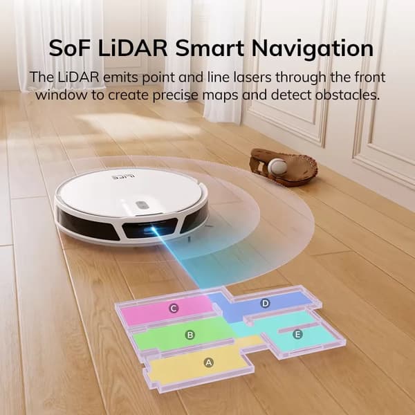 Robotstøvsuger, 5000Pa Sugeevne, Smart Navigation,ILIFE V20, EU