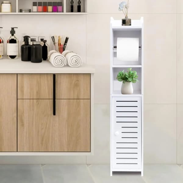 Badrumsskåp, Platsbesparande Design, Lätt Montering,VIT