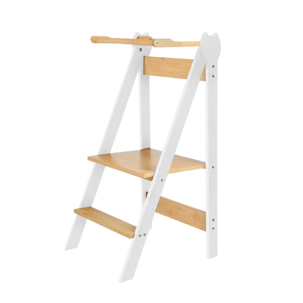 Læringstårn, Justerbar Højde, Pladsbesparende Design,Sort