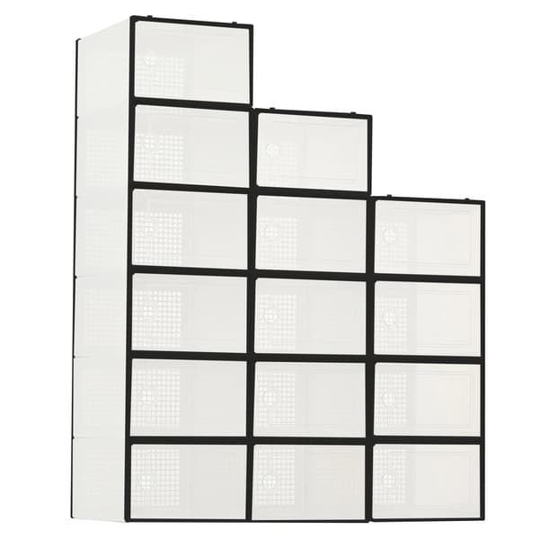 Skoopbevaringskasser, Stabelbart Design, Nem Samling,Sort 15Pcs