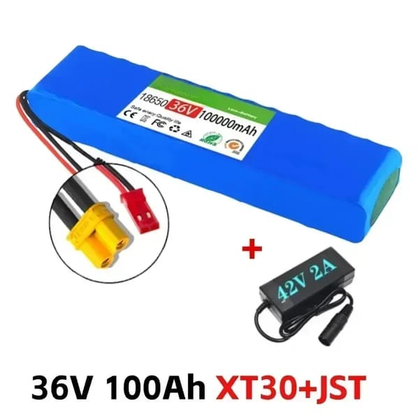 Elektrisk batteripakke, 36V, 100Ah kapacitet,XT30 JST-lader