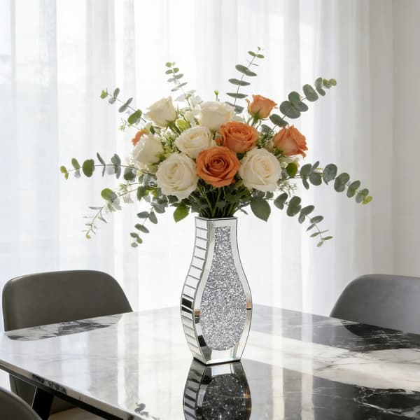 Blomvas, Elegant Design, Hållbar Kristallkonstruktion,Silver