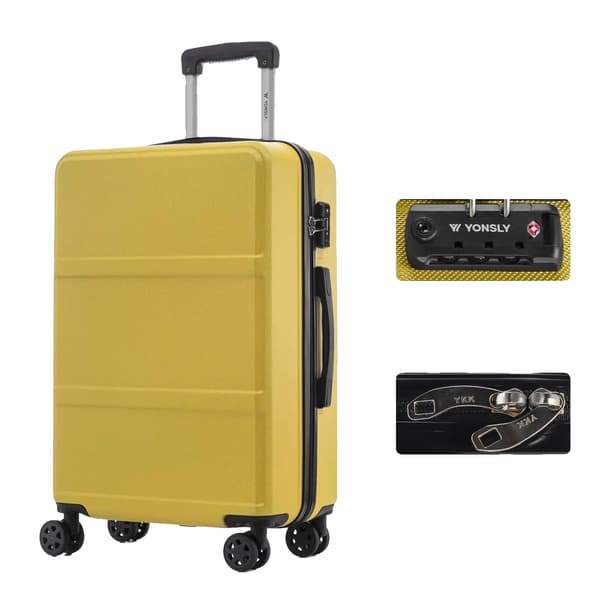 Hårdt bagage, TSA-lås, holdbart ABS-materiale,24Inches 600mm, Gul