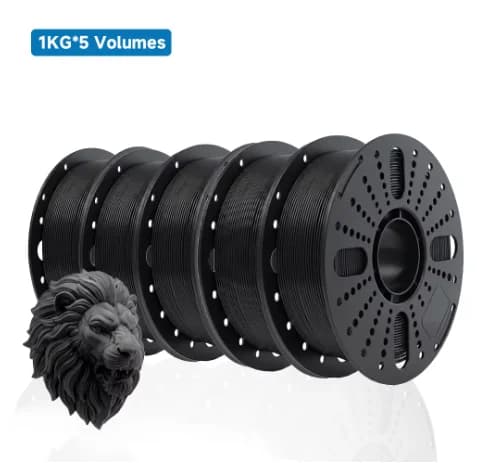 3D-printer filament, 1,75 mm diameter, miljøvenligt materiale,5PCS Sort