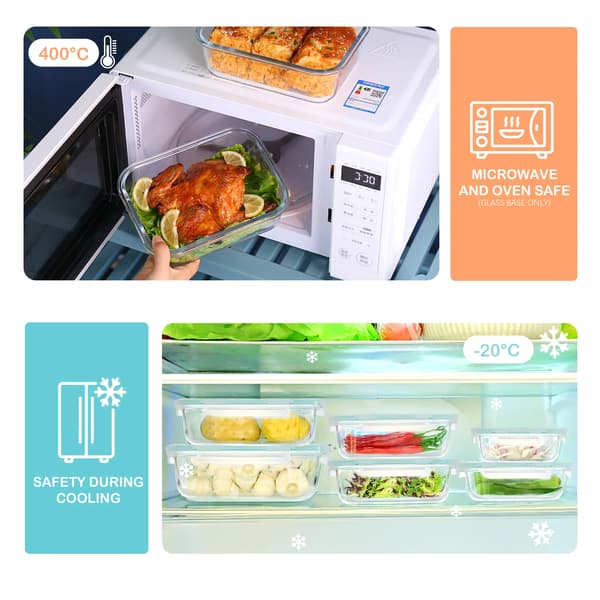Matbehållare, lufttät design, mikrovågs- och ugnssäker,12Pcs