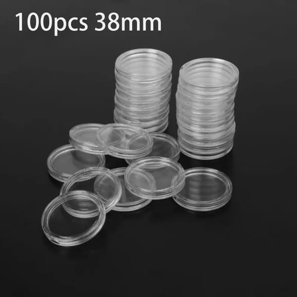 Myntkapslar, Transparent Design, 100 Stycken,38mm