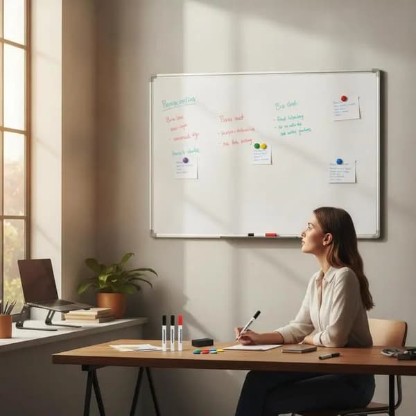 Magnetisk Whiteboard, Robust Aluminiumramme, Inkluderer Tilbehør,1