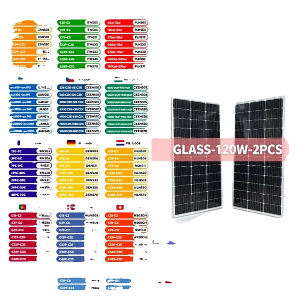 Solpanel, Høj Effektivitet, Nem Installation,GLASS-120W-2PCS