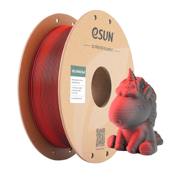 3D-printer filament, mat finish, dual farvekapacitet,Rød Sort