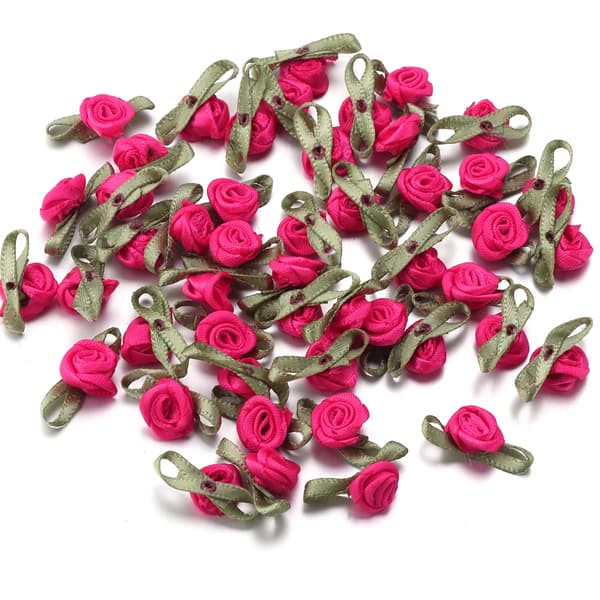 Tygapplikationer, Mini Rosblomma Design, 50 Stycken,Het Rosa