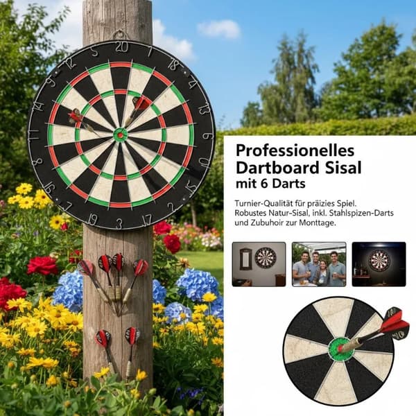 Dartskive, Sisalfibre, Standardstørrelse,sort