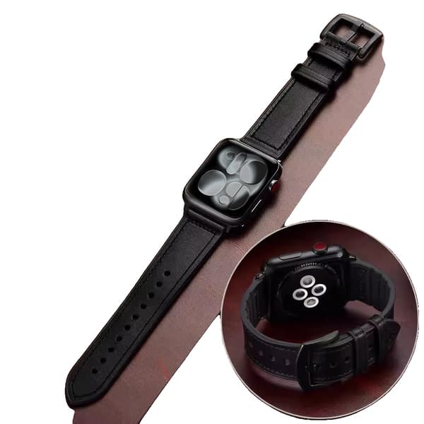 Urrem, Lædermateriale, Rustfrit Stål Spænde,sort, 42 44 45 49 S11-46mm-c