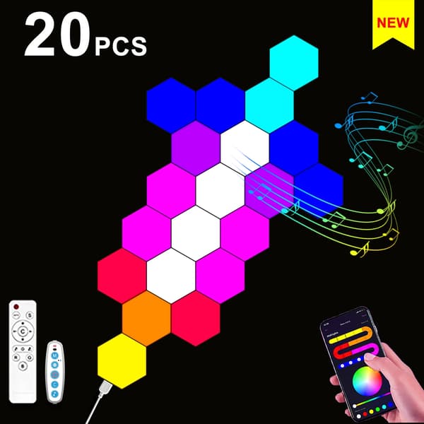 Nattelys, RGB-farveskift, Musik-synkronisering,20PCS