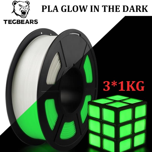 PLA Filament, Luminous in the Dark, Universal Compatibility, 3Pcs PLA White Green