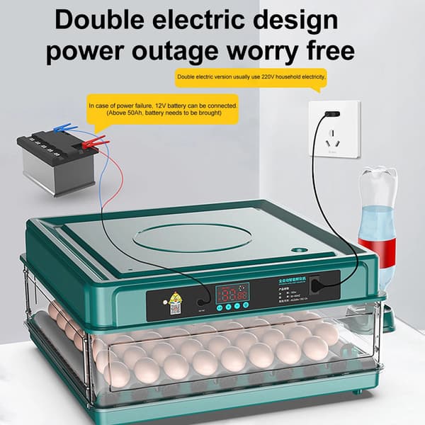 Ägginkubator, Automatisk Temperaturkontroll, Bärbar Design,48 Ägg