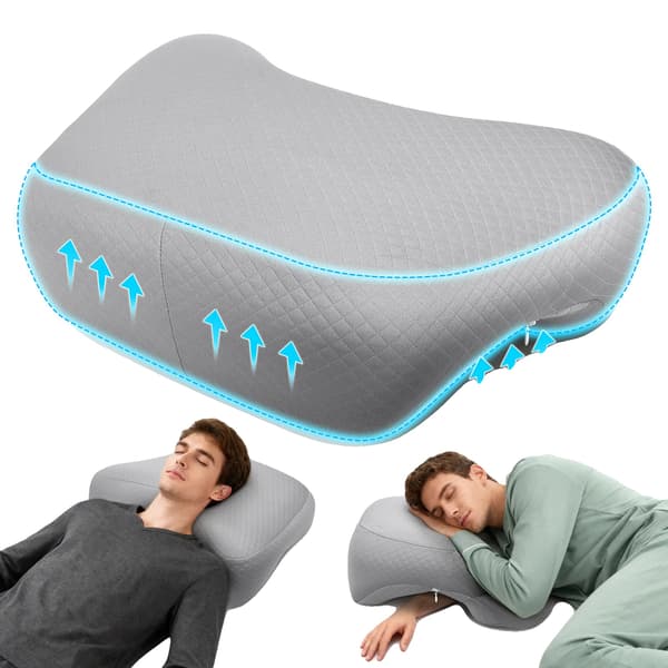 Sovepude til sideleje, ergonomisk design, trykaflastning,grå