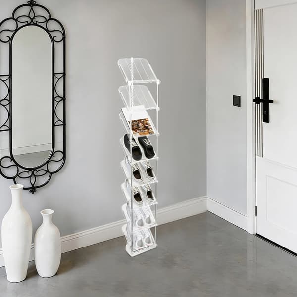 Sko Rack, Vertikal Pladsbesparende Design, Multi-Niveau Opbevaring,hvid farve