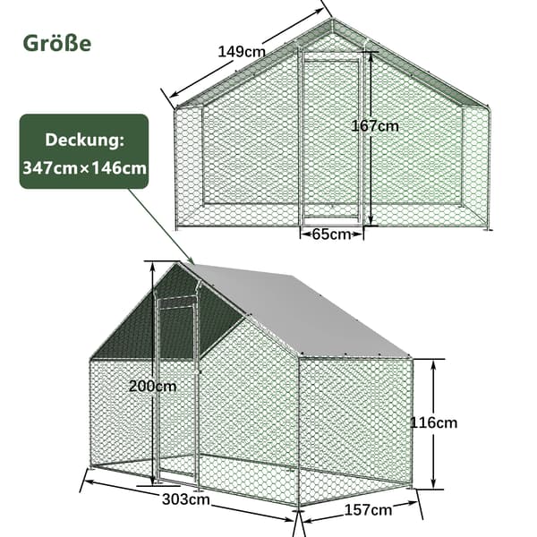 Hönshus, Väderbeständig, Låsbar Design,grön