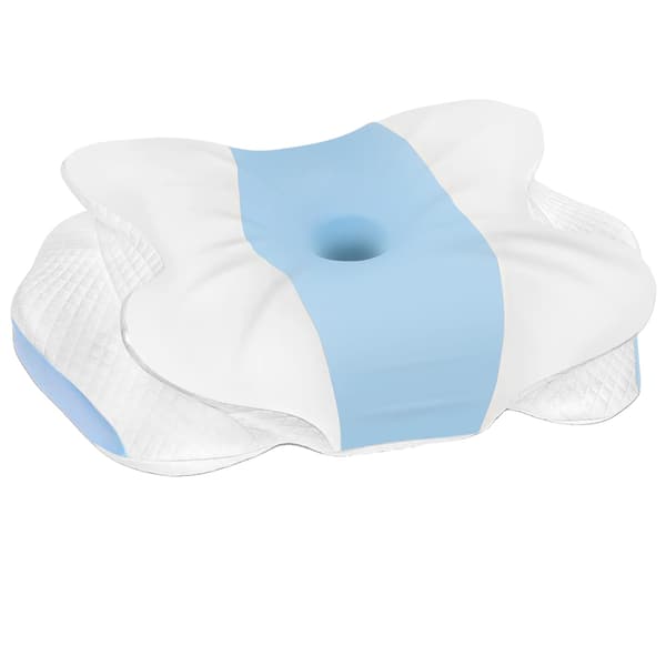 Nackkudde, Dubbel Höjd, Ergonomiskt Stöd,Vit och Blå