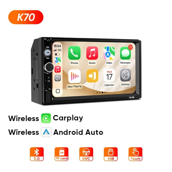 Bilradio, Touchskærm, Smartphone Integration,K70 Trådløs Carplay