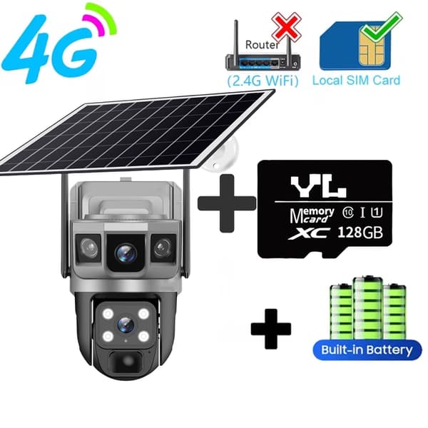 IP-säkerhetskamera, Nattseende, Smart Detektion,4G Kamera 128G Kort