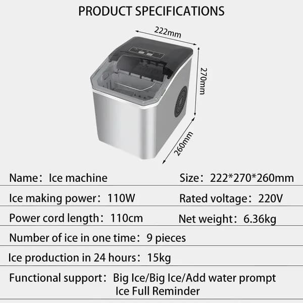Ismaskin, Kompakt Design, Automatisk Drift,grå, EU