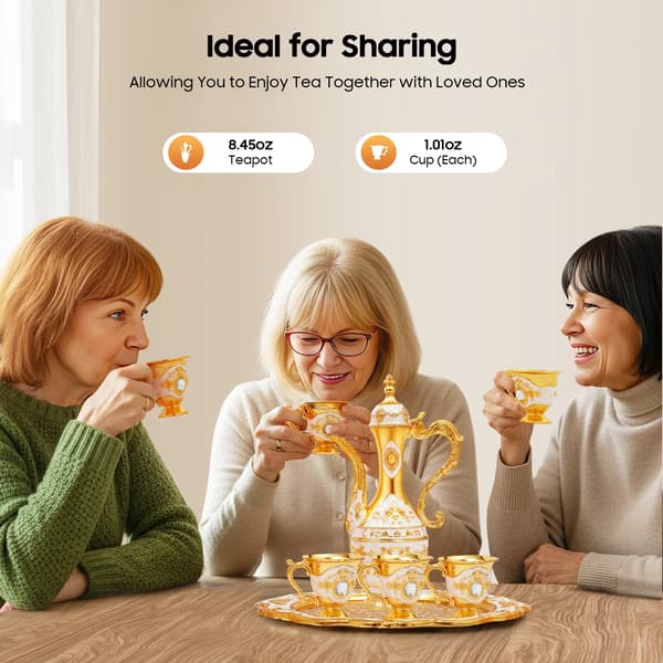 Tyrkisk Te Kande Sæt, 7-Delt Serveringsbakke, Elegant Design,Guld