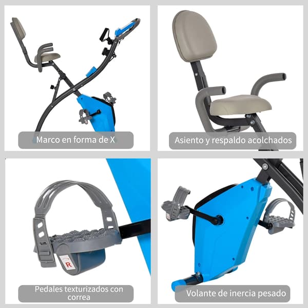Motionscykel, justerbart motstånd, kompakt design, Blå