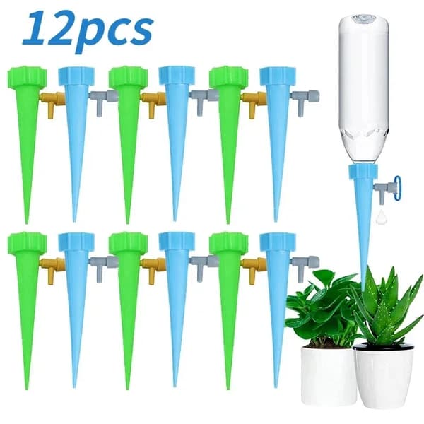 Droppbevattningssystem, Automatisk Vattning, Justerbar Flöde,12PCS-MIx