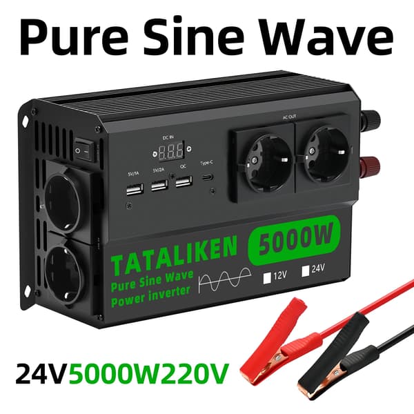 Inverter, Flere EU Stik, LCD Skærm,24V5000W220VEU-sort