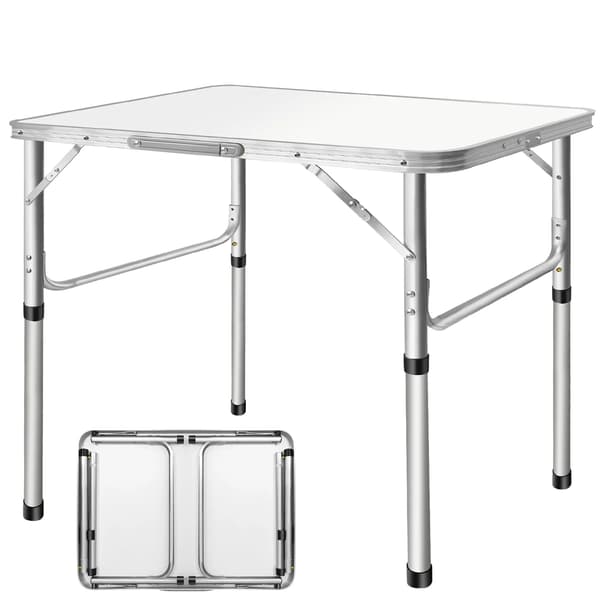 Foldbart Campingbord, Justerbar Højde, Bærbart Design,75x55x35/60cm