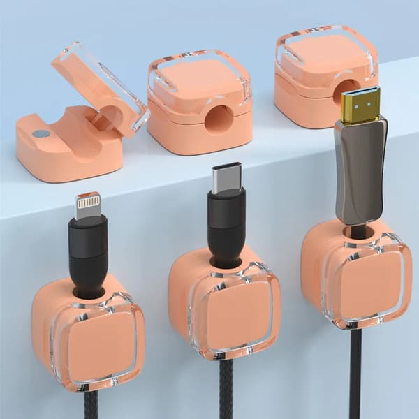 Magnetiske Opladerkabel Klips, Effektiv Kabelstyring, Stærk Magnetisk Hold,Appelsin