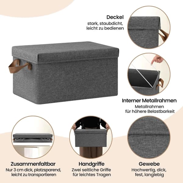 Förvaringslådor, Fällbar Design, Hållbart Tyg,Svart 5-delad