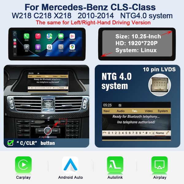 Autovideosoitin, langaton CarPlay, langaton Android Auto,NTG 4.0