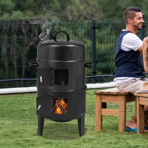 BBQ Røger Grill, Tungt Jern, Stor Kapacitet,sort