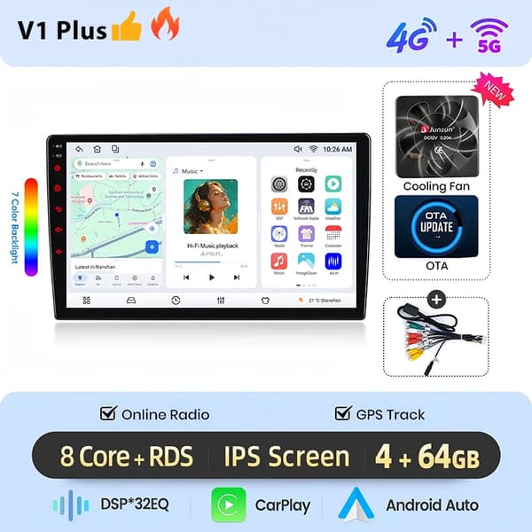 Bilstereo, Touchscreen, Multimedia-forbindelse, kompatibel med Citroen C5 2008-2017,V1 Plus 4+64GB 9"
