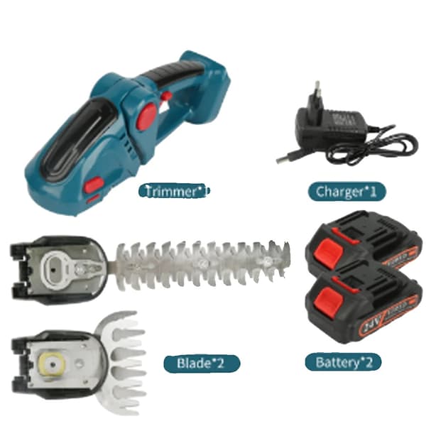 Sladdlös elektrisk häcksax, ergonomiskt handtag, snabb bladbyte,2 batterisats（gul）-a, EU-b