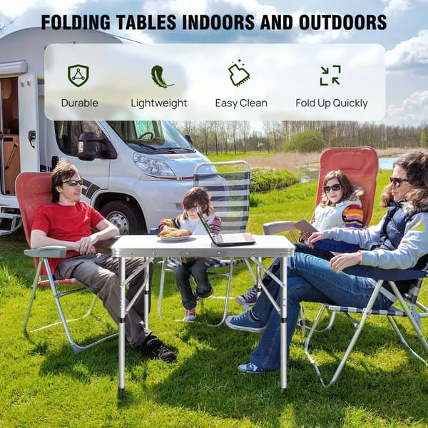 Foldbart Campingbord, Justerbar Højde, Bærbart Design,1