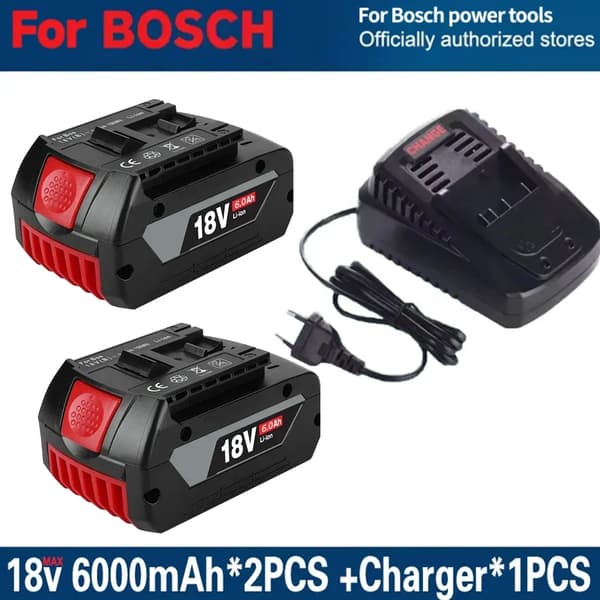Genopladeligt batteri, 18V, 6000mAh kapacitet,6.0AHx2-LaderX1