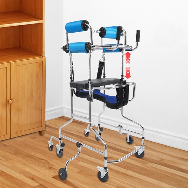 Rollator, 8 hjul, justerbar höjd och bredd,Blå