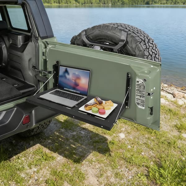 Foldbar Bagklap Tabel, Holdbart Stål, Pladsbesparende Design,sort