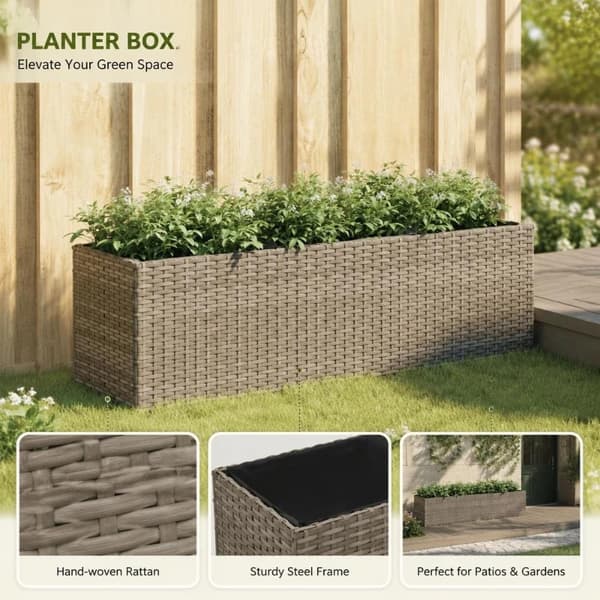 Planter, Multi-Kompartmentsdesign, Vejrbestandigt Materiale,Gris