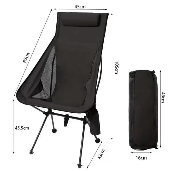Campingstol, Letvægts, Aluminiumlegering Ramme,sort